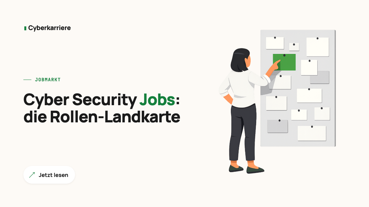 Illustration: Person vor einer Pinnwand mit Stellenkarten