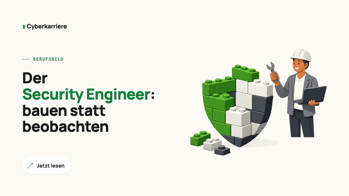 Illustration: Security Engineer baut ein Schutzschild aus Bausteinen